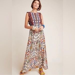 Vineet Bahl Valerie Embroidered Maxi Dress EUC